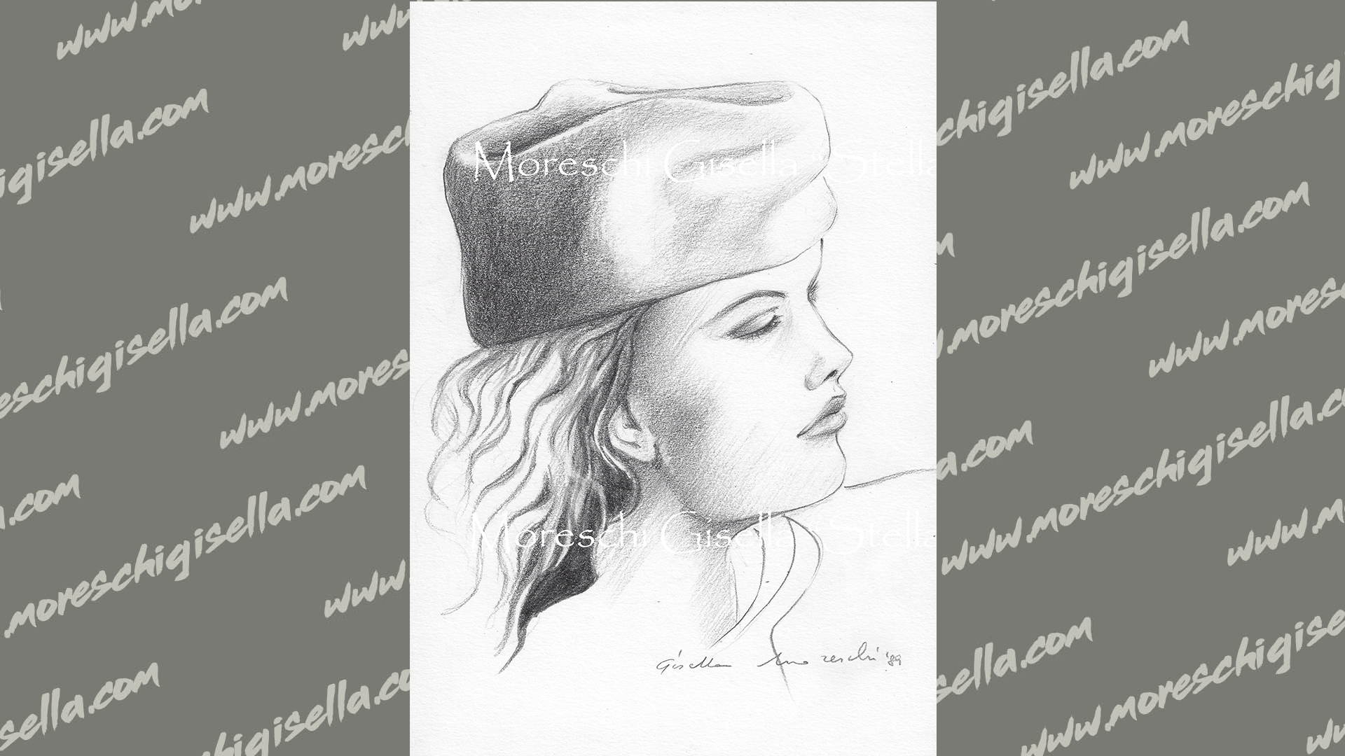 viso di profilo con cappello